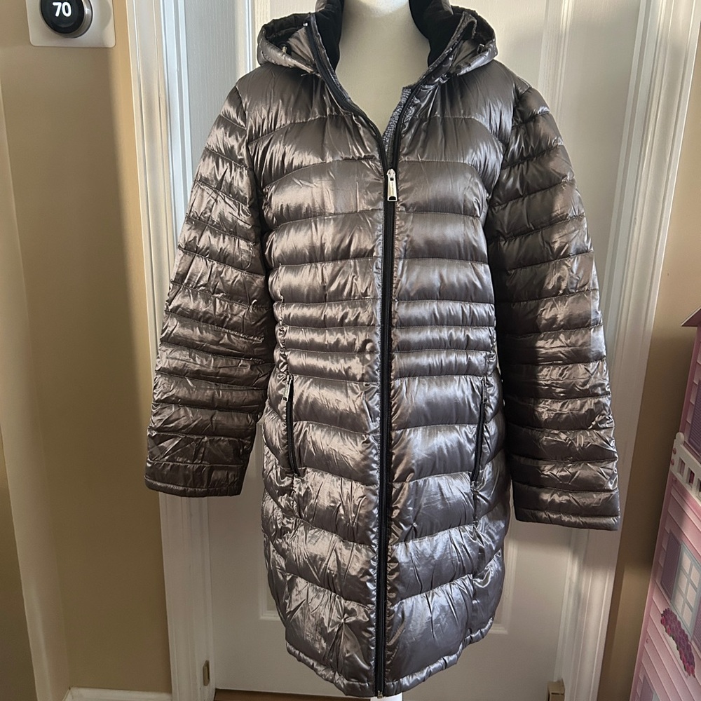 Andrew Marc Metallic Gray Puffer Jacket